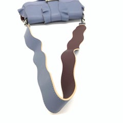 Fendi Baguette Calfskin Waves Baguette Blue Crossbody Bag