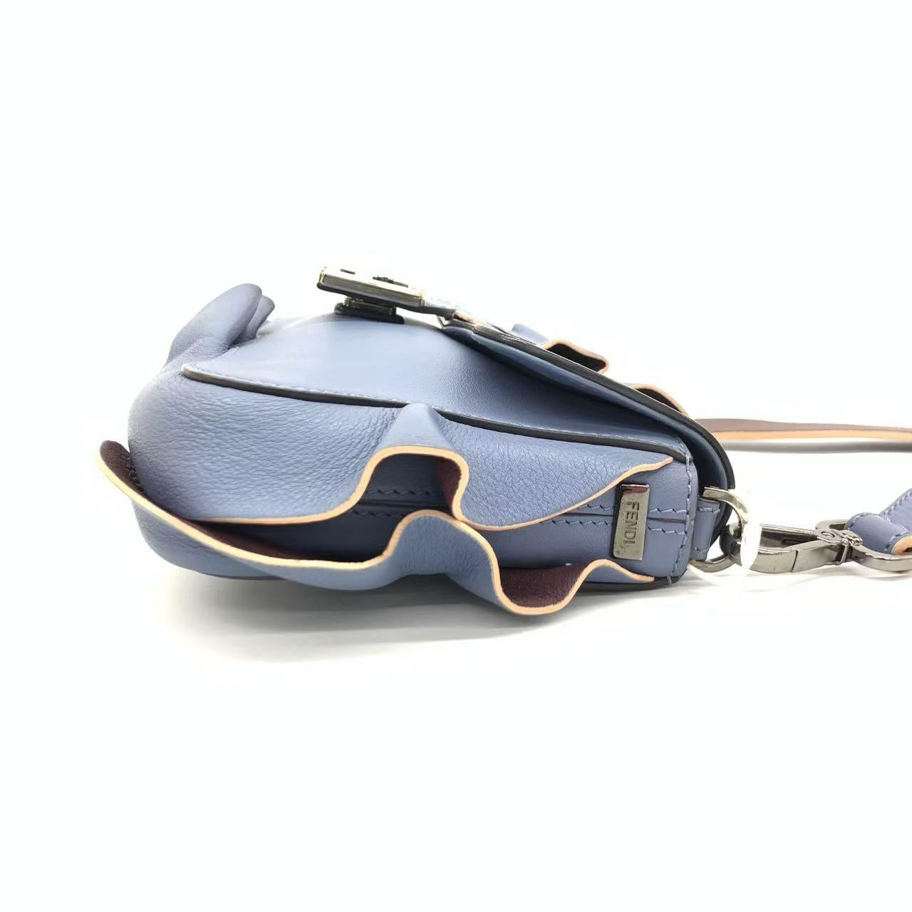 Women's Fendi Baguette Calfskin Waves Baguette Blue Crossbody Bag