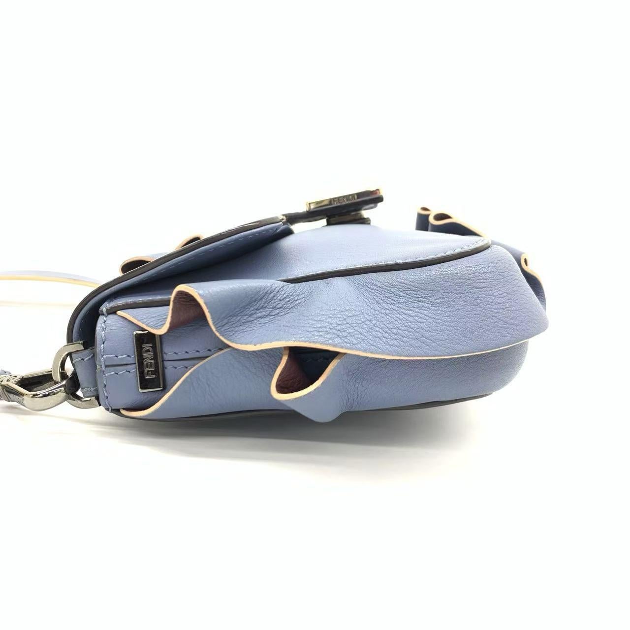 Fendi Baguette Calfskin Waves Baguette Blue Crossbody Bag 1