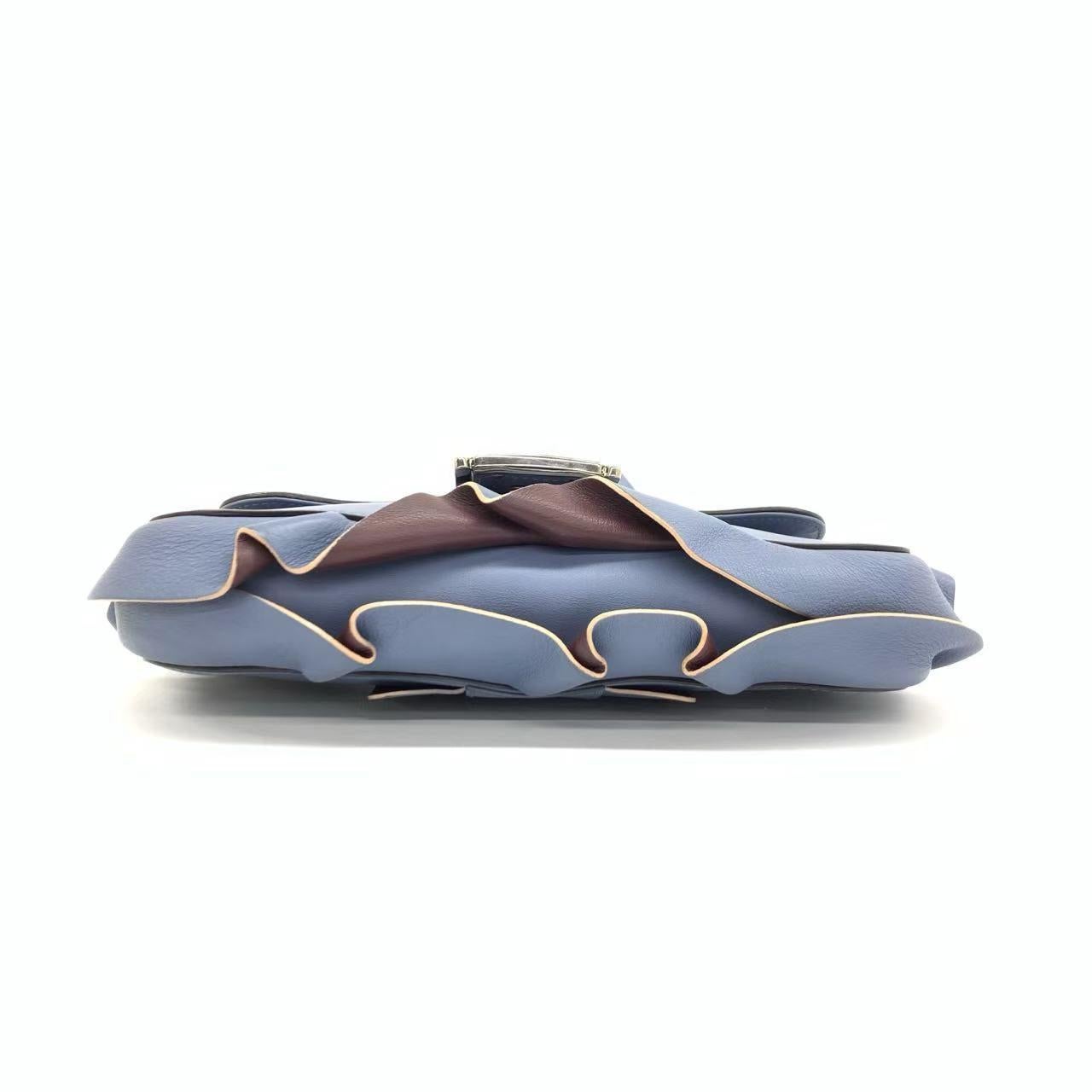 Fendi Baguette Calfskin Waves Baguette Blue Crossbody Bag 2