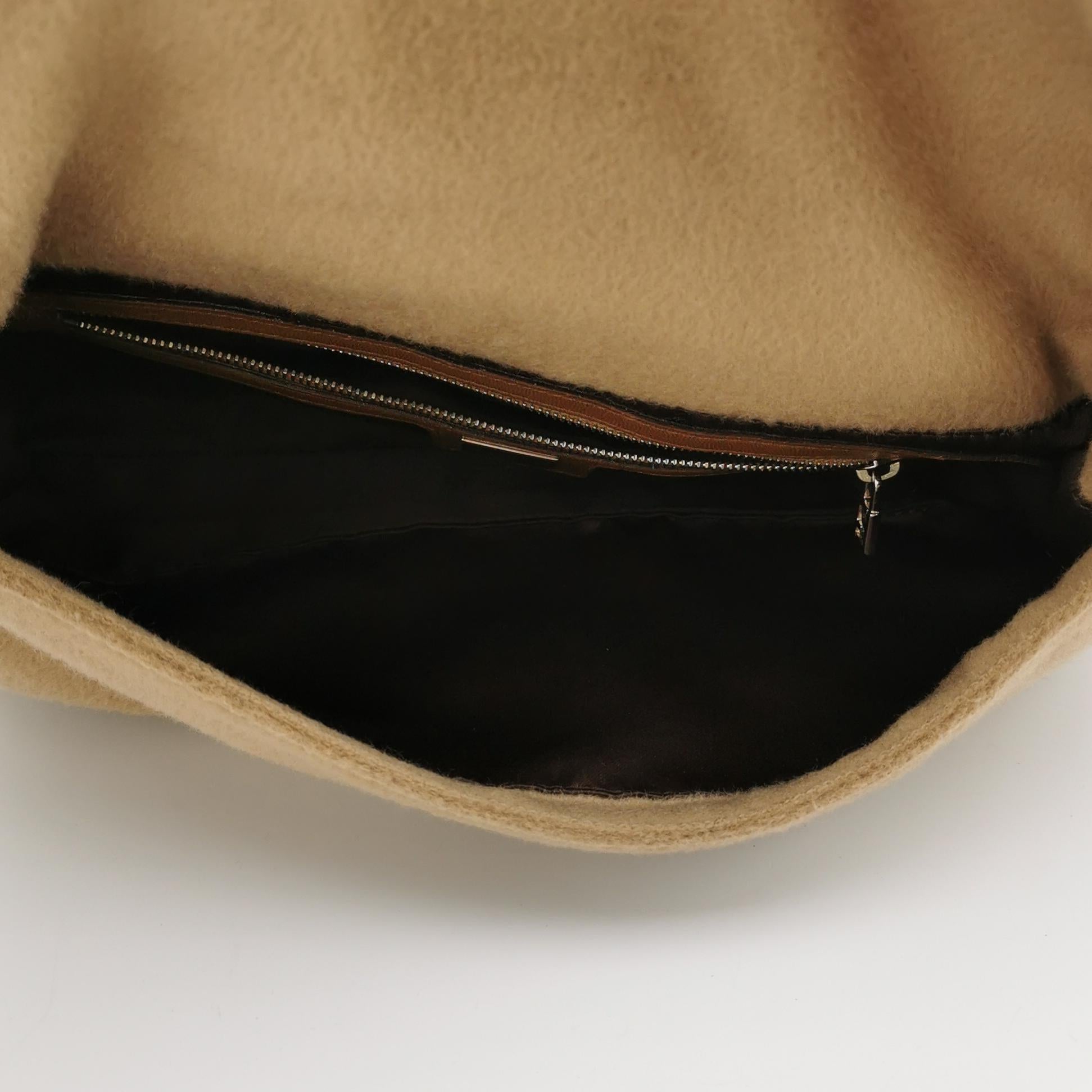 Women's or Men's FENDI Baguette Camel Brown Soft Cloth Shoulder Bag For Sale