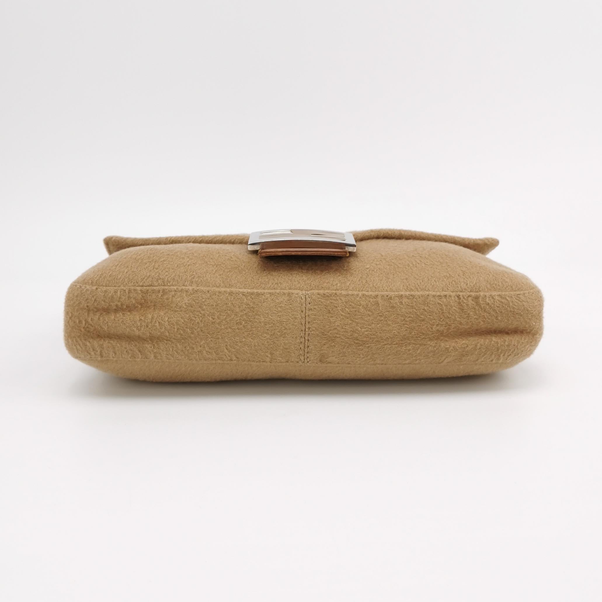 FENDI Baguette Camel Brown Soft Cloth Shoulder Bag For Sale 1