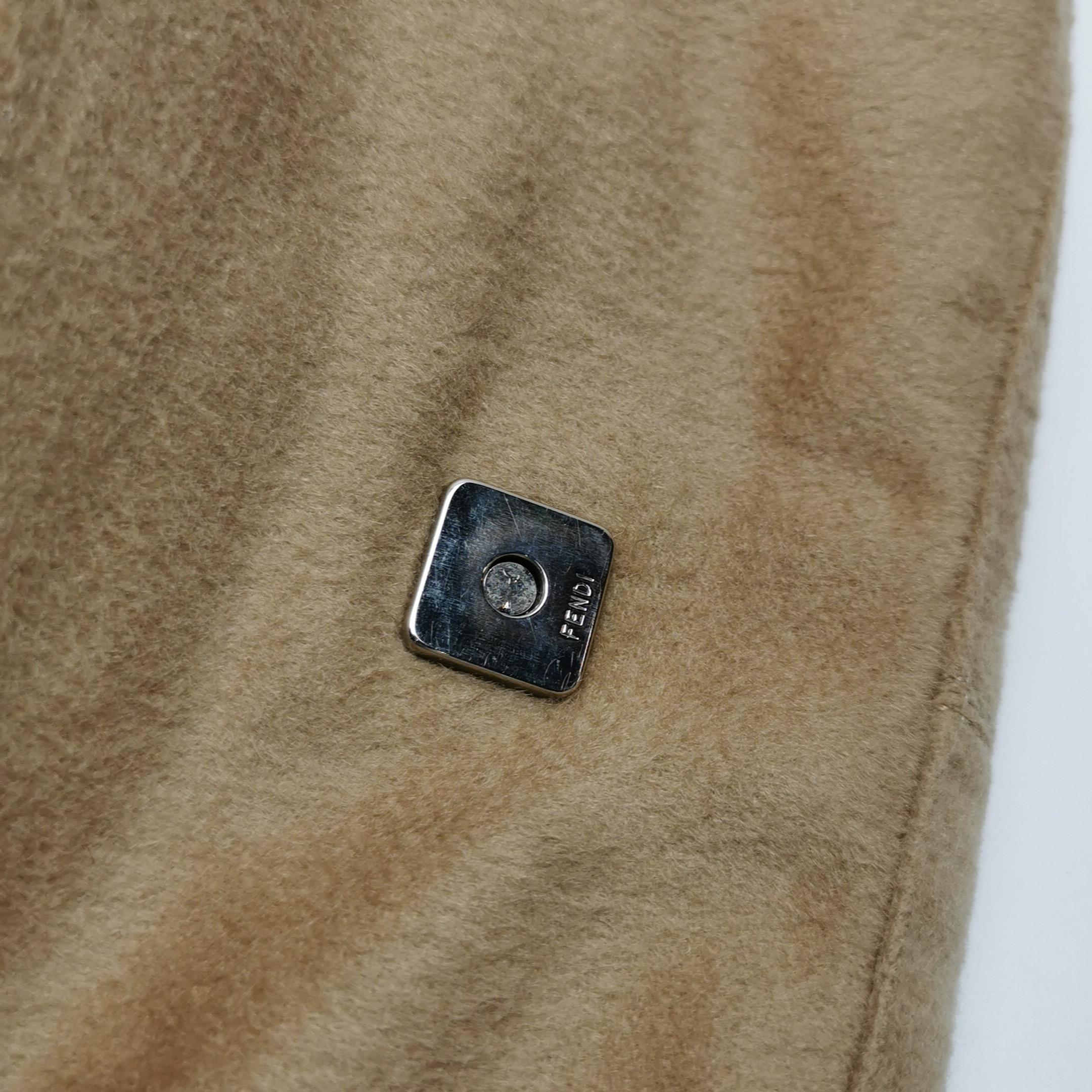 FENDI Baguette Camel Brown Soft Cloth Shoulder Bag For Sale 4