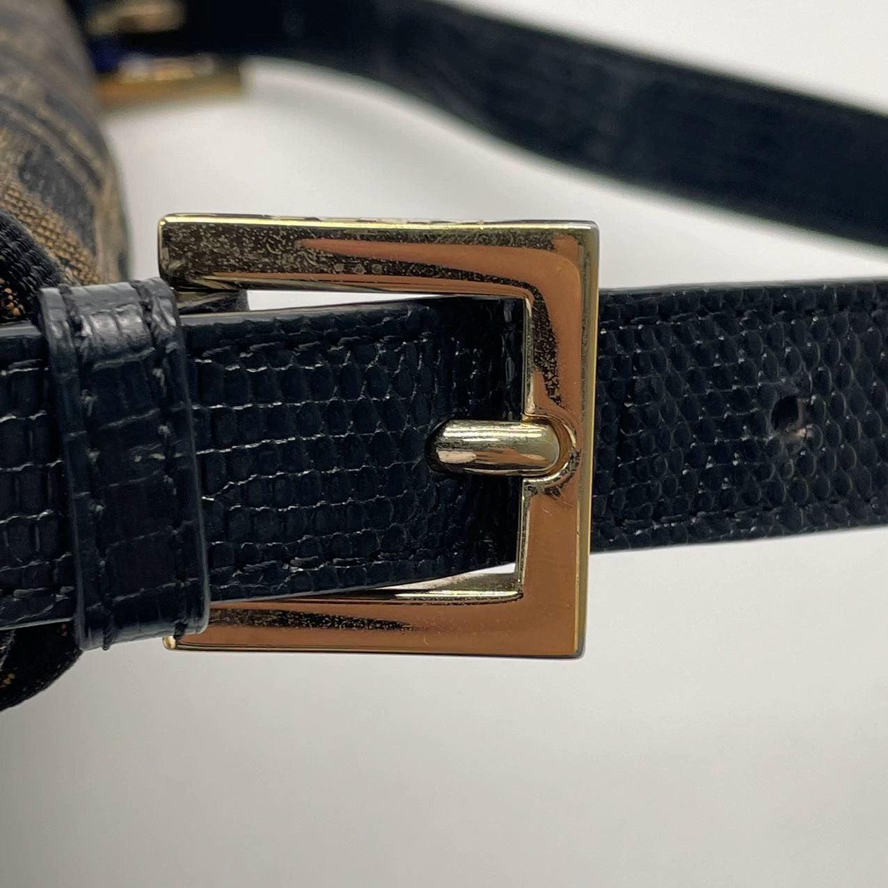 Fendi Baguette Classic Zucca Print Monogram Glossy Embroidery Lizzard Skin Strap 5