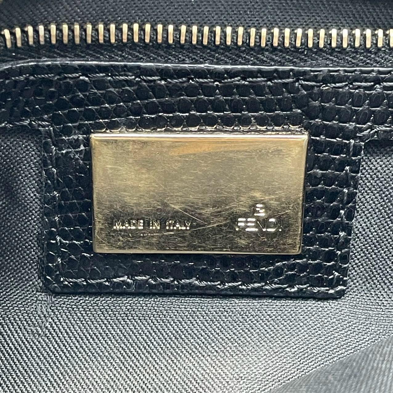 Fendi Baguette Classic Zucca Print Monogram Glossy Embroidery Lizzard Skin Strap 3