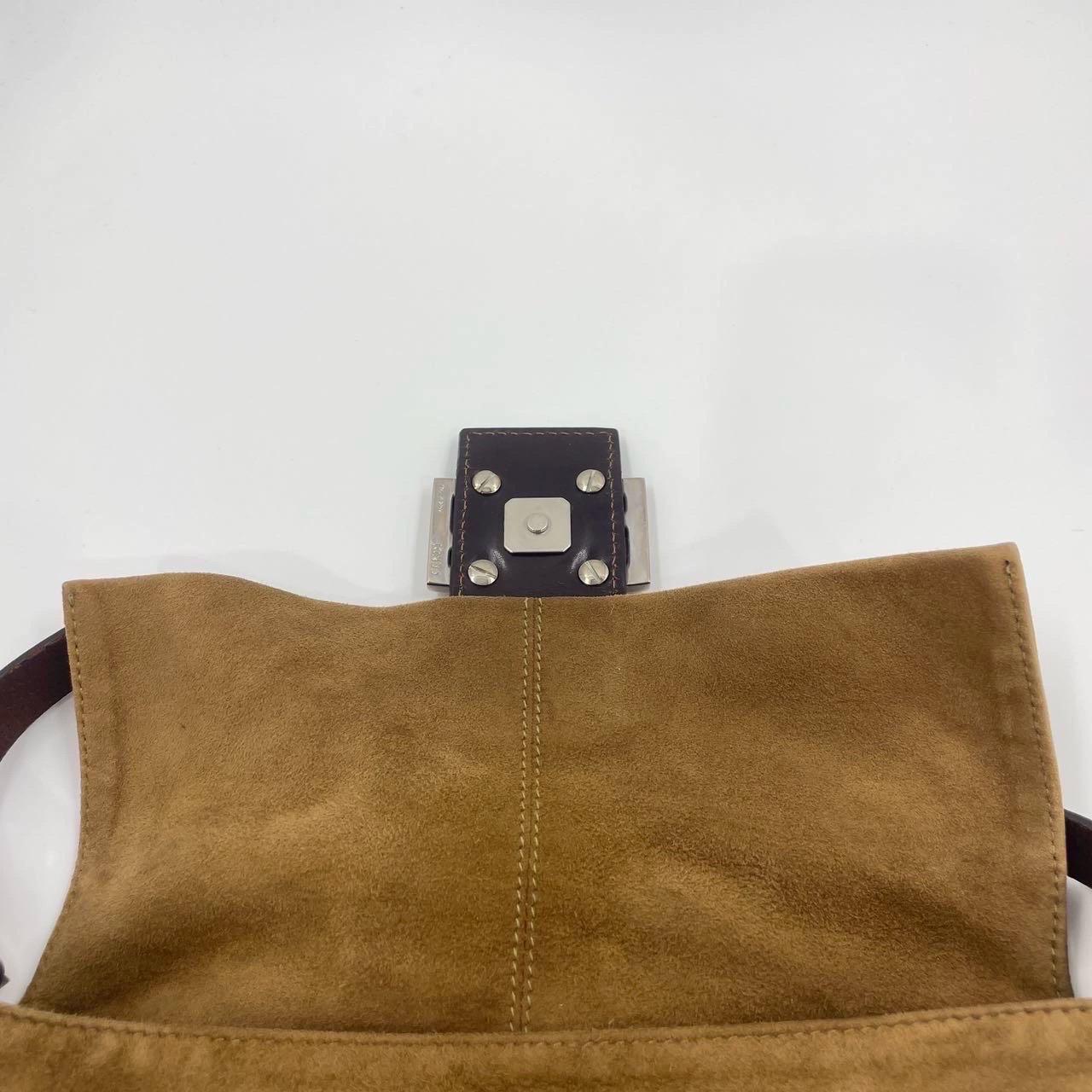 Fendi Baguette Coffee Brown Suede Leather Shoulder Bag For Sale 7