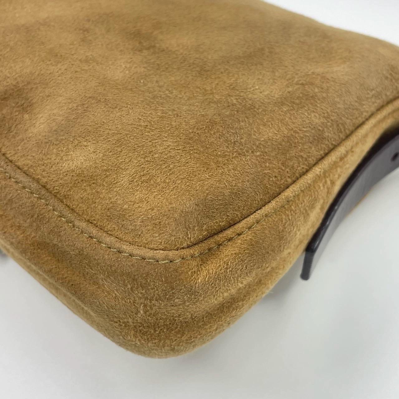 Fendi Baguette Coffee Brown Suede Leather Shoulder Bag For Sale 12
