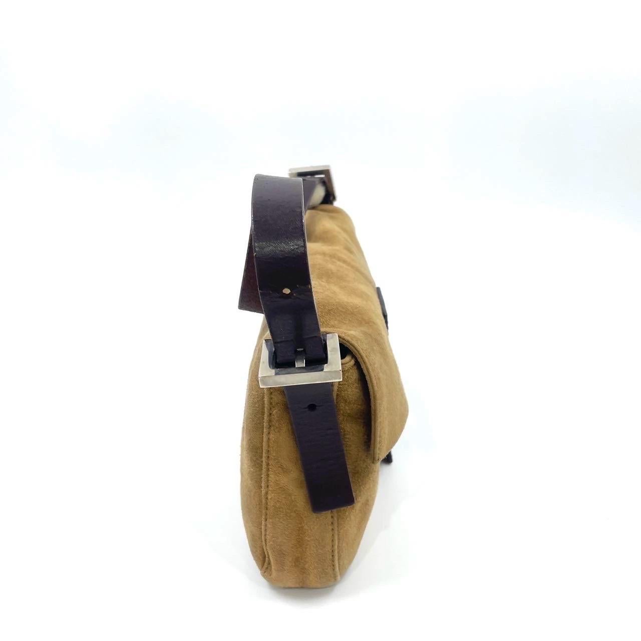 Women's Fendi Baguette Coffee Brown Suede Leather Shoulder Bag For Sale