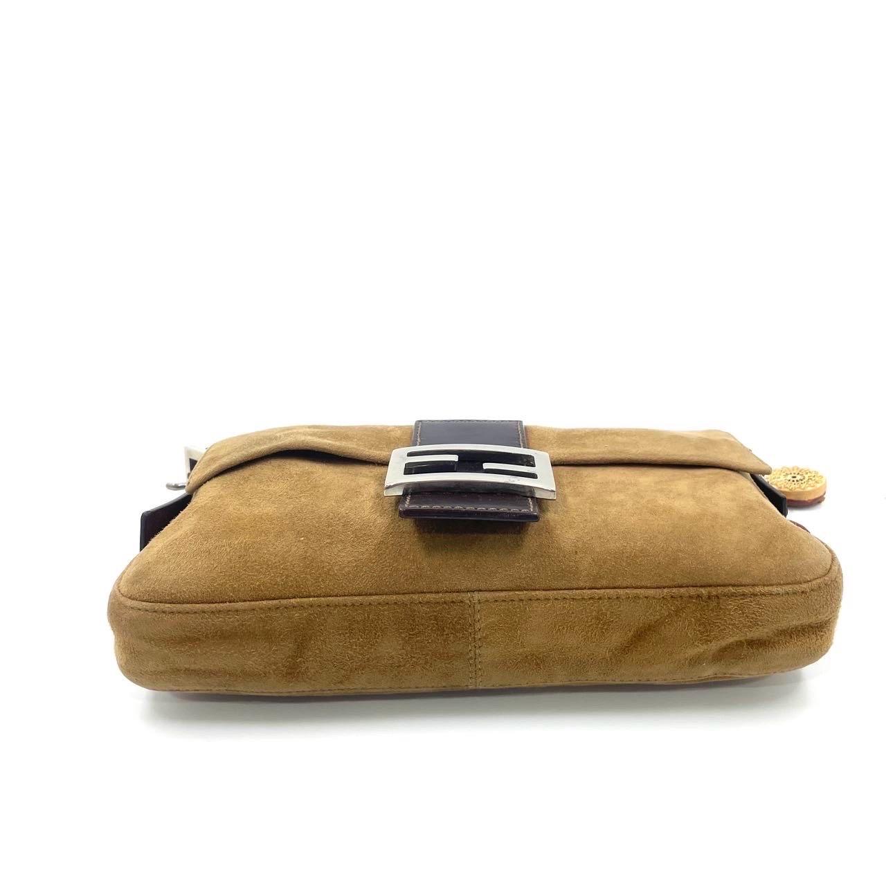 Fendi Baguette Coffee Brown Suede Leather Shoulder Bag For Sale 3