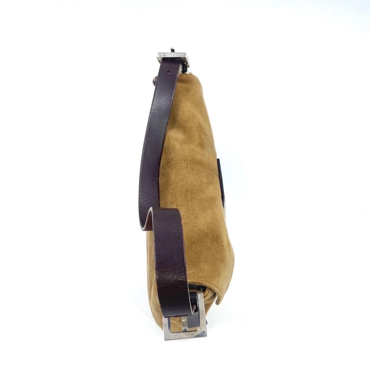 Fendi Baguette Coffee Brown Suede Leather Shoulder Bag For Sale 4