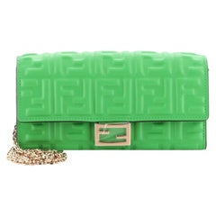 Fendi Baguette Continental Wallet on Chain Zucca Embossed Leather