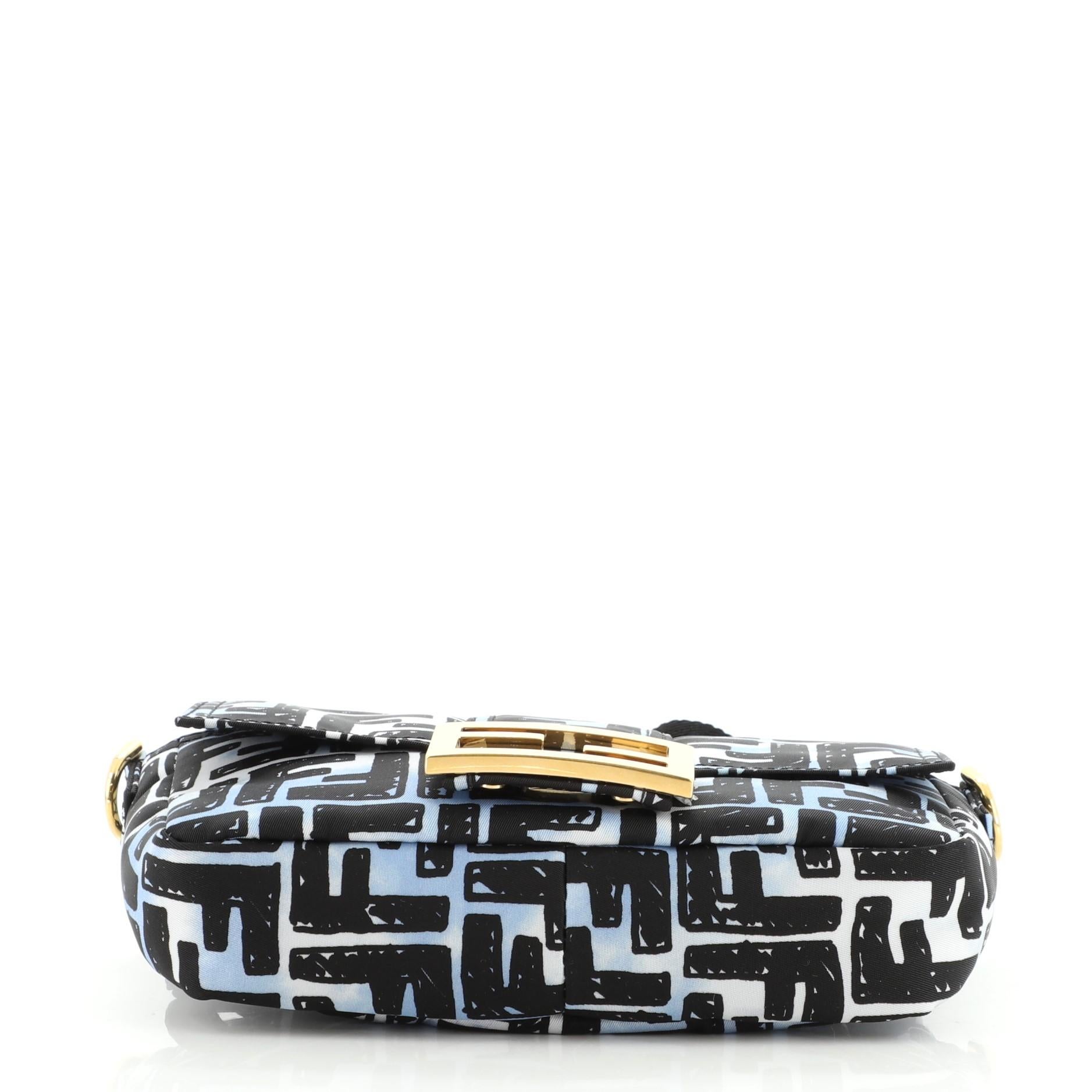 Fendi Baguette Convertible Belt Bag Printed Nylon Mini In Good Condition In NY, NY