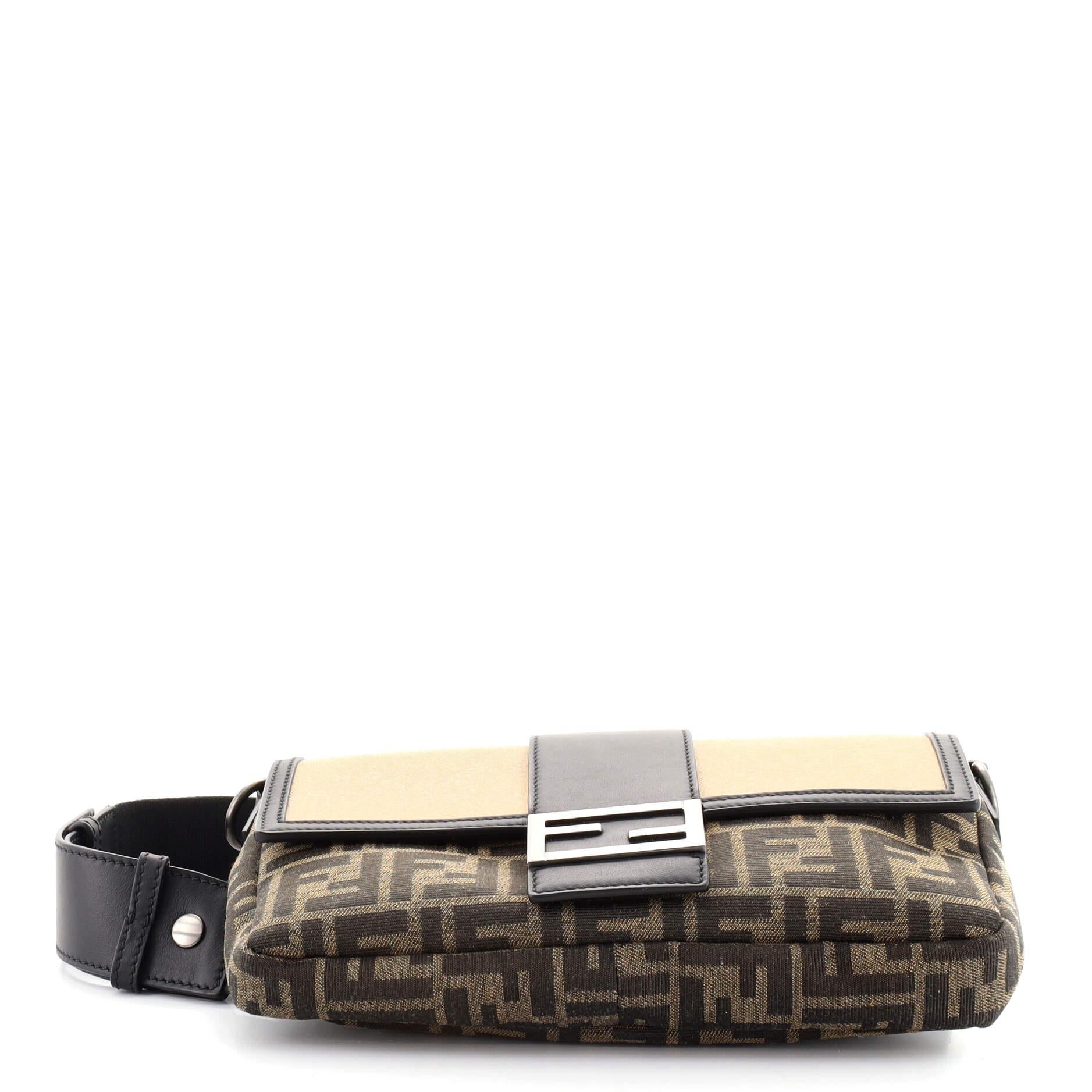 Black Fendi Baguette Convertible Belt Bag Zucca Canvas with Canvas and Leather Medium