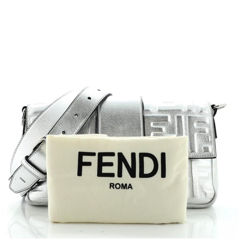 Fendi Baguette Convertible Belt Bag Zucca Embossed Leather Medium 
