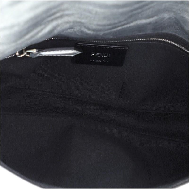 Gray Fendi Baguette Convertible Belt Bag Zucca Embossed Leather Medium
