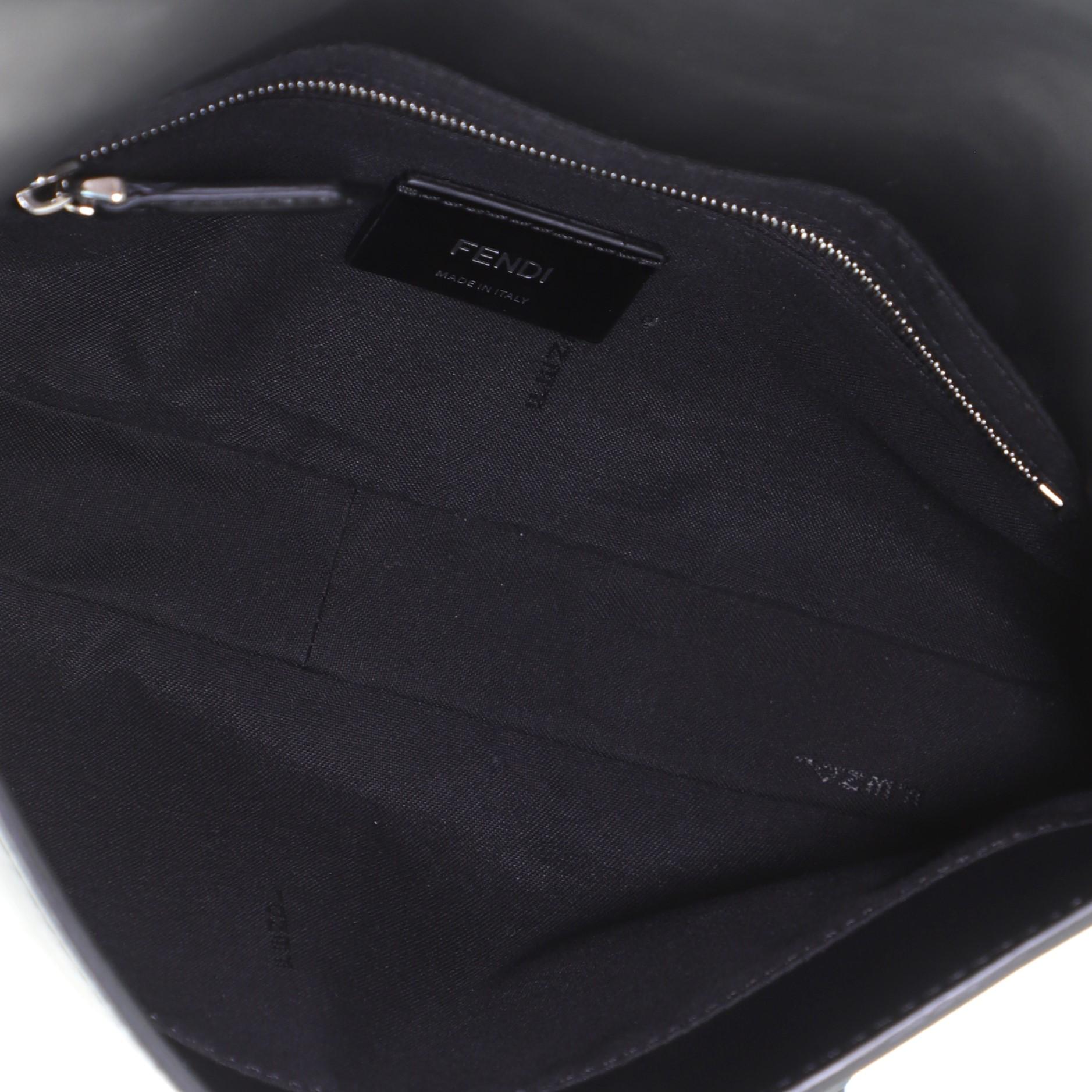 Black Fendi Baguette Convertible Belt Bag Zucca Embossed Leather Medium