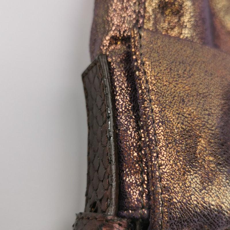 Fendi Baguette Copper Lambskin Leather Crystal Buckle Shoulder Bag 6
