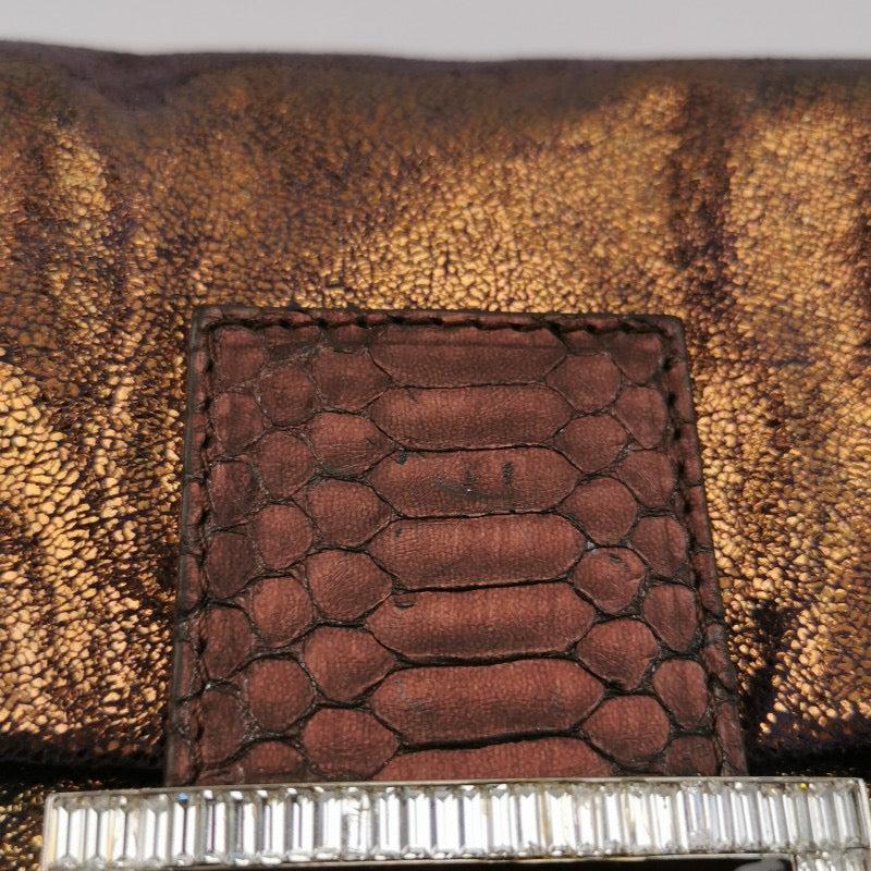 Fendi Baguette Copper Lambskin Leather Crystal Buckle Shoulder Bag 7