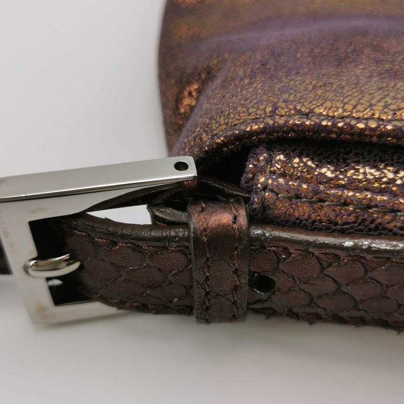 Fendi Baguette Copper Lambskin Leather Crystal Buckle Shoulder Bag 9
