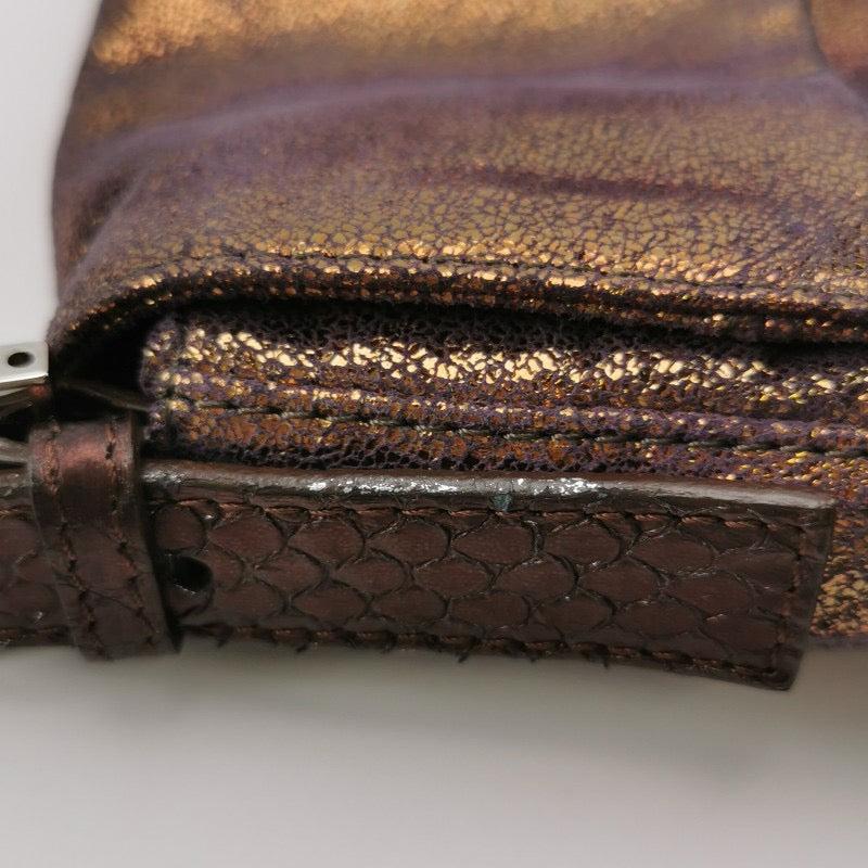 Fendi Baguette Copper Lambskin Leather Crystal Buckle Shoulder Bag 11