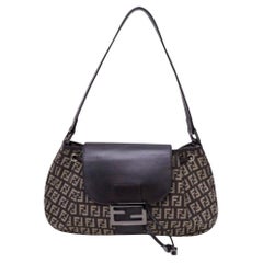 Fendi Baguette Coulisse Medium FF Logomania Marrone Borsa a mano