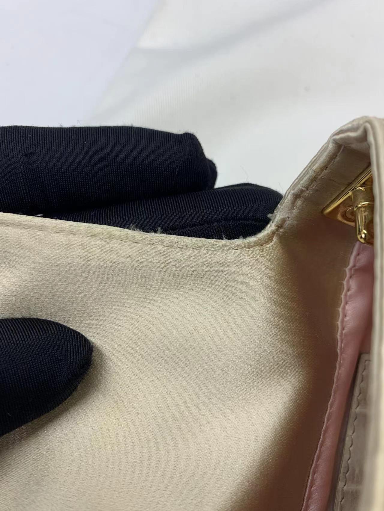 Women's FENDI Baguette Cream Biege Silk with Crystal Buckle