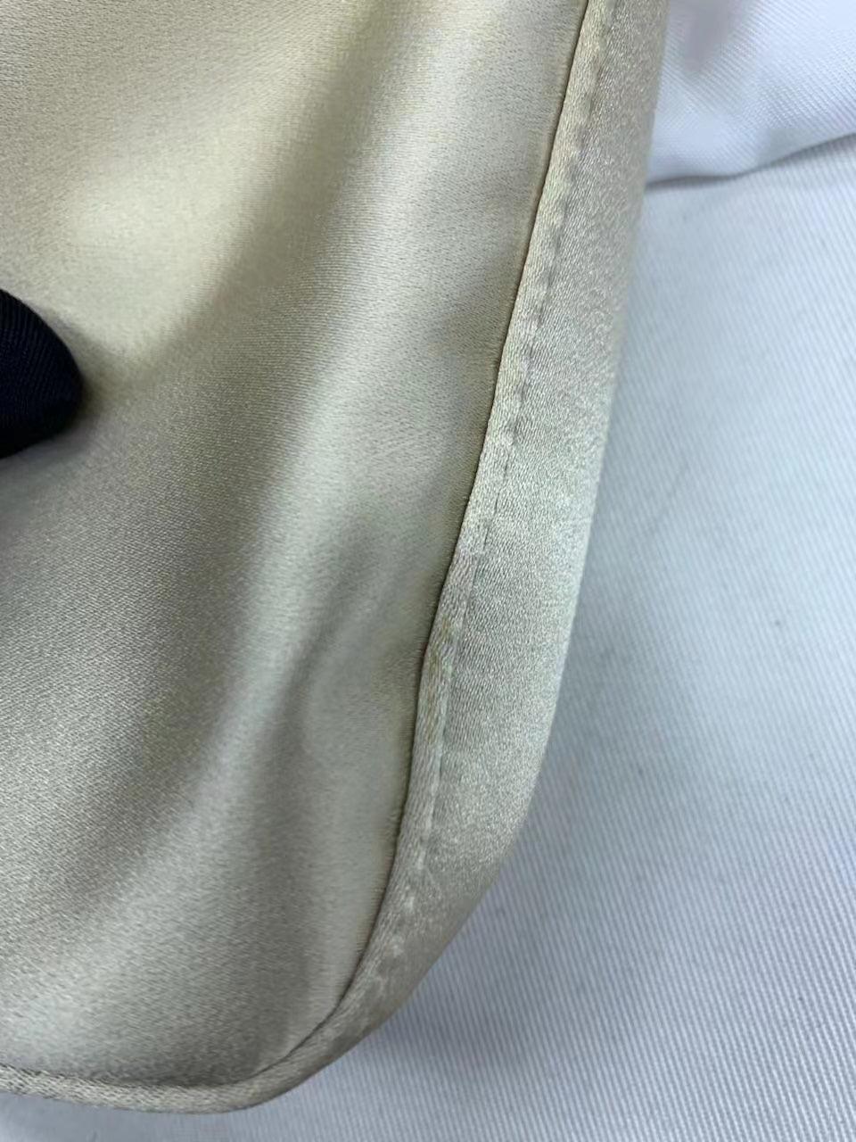 FENDI Baguette Cream Biege Silk with Crystal Buckle 1