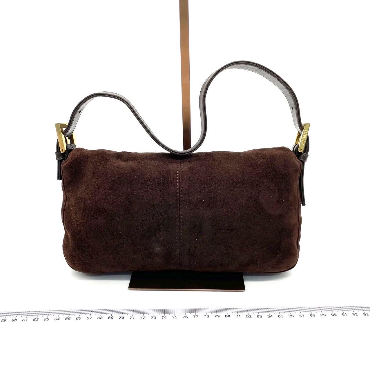 Black Fendi Baguette Dark Chocoalte Brown Suede Leather Shoulder Bag For Sale