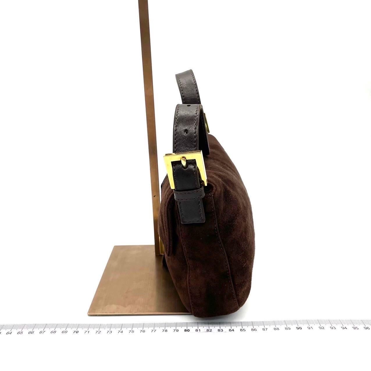 Fendi Baguette Dark Chocoalte Brown Suede Leather Shoulder Bag For Sale 1