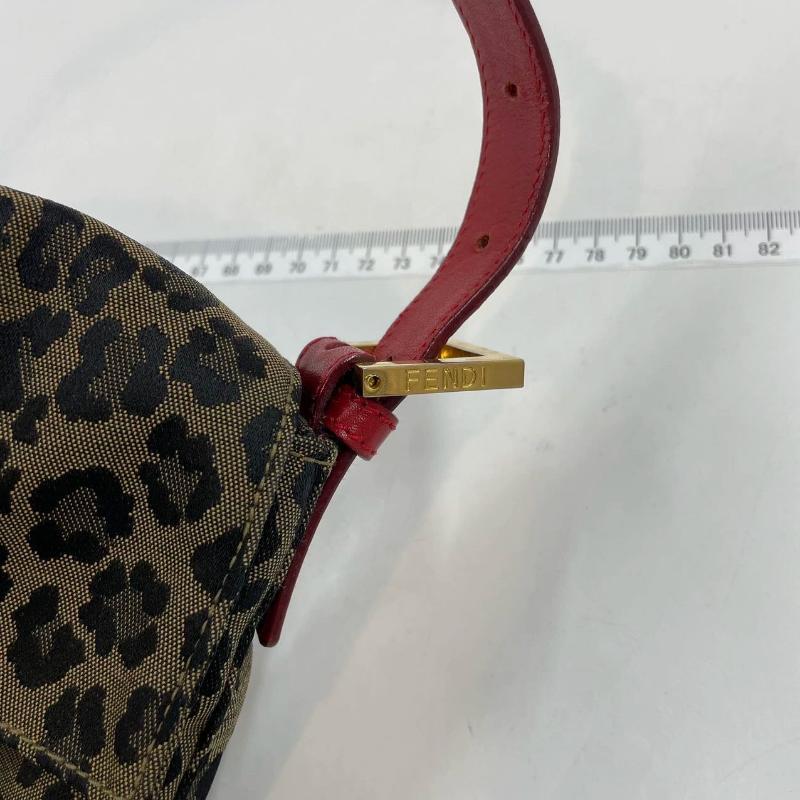 Fendi Baguette Denim Leopard Print with Red Leather Rare For Sale 10