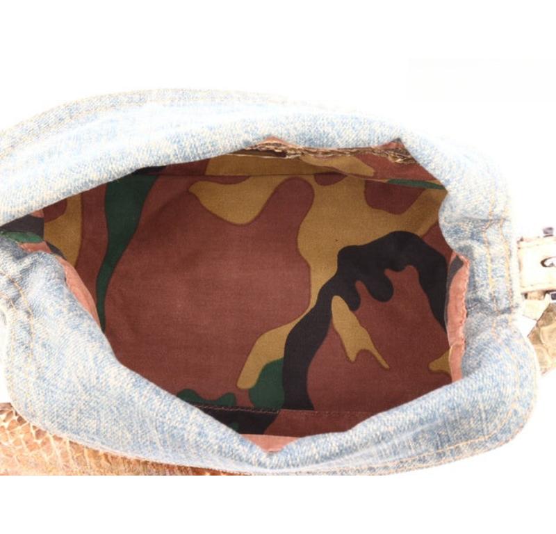 Fendi Baguette Denim Shoulder Bag Snake-skin Strap For Sale 15