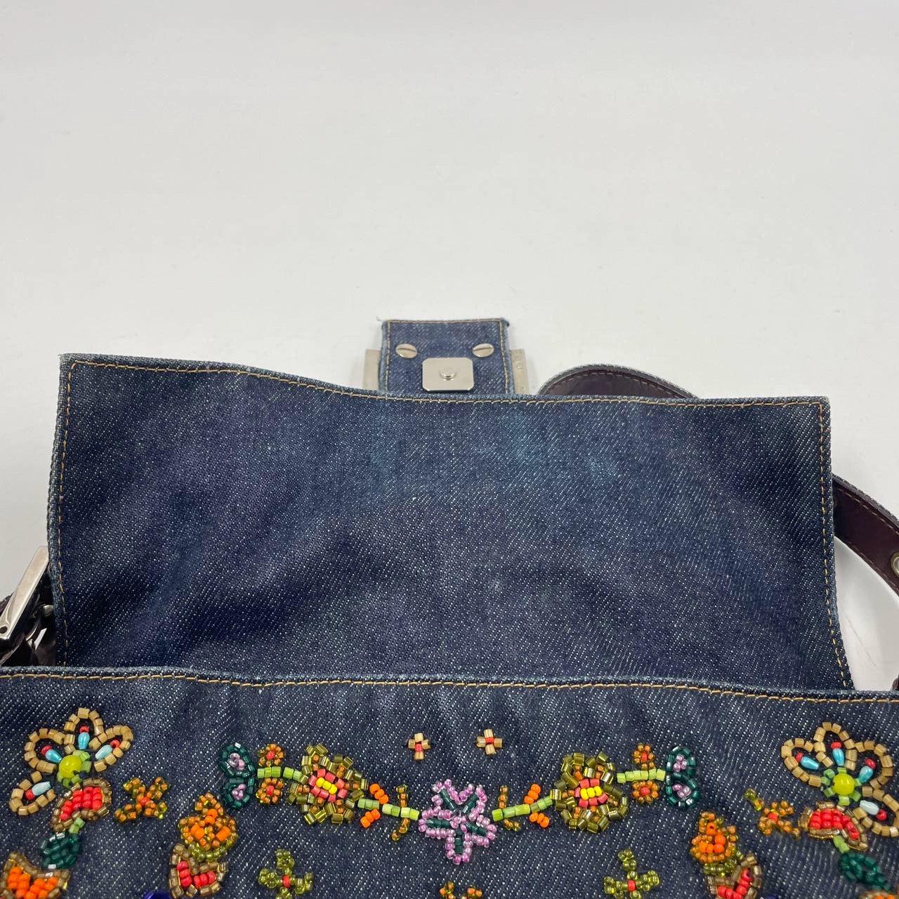 Fendi Baguette Denim with Floral Beads 25 Anniversary Special Collection 7