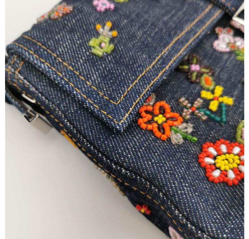 Fendi Baguette Denim with Floral Beads 25 Anniversary Special Collection 9