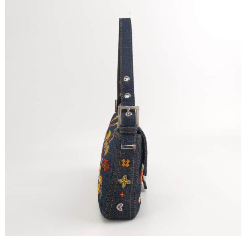 Fendi Baguette Denim with Floral Beads 25 Anniversary Special Collection 1