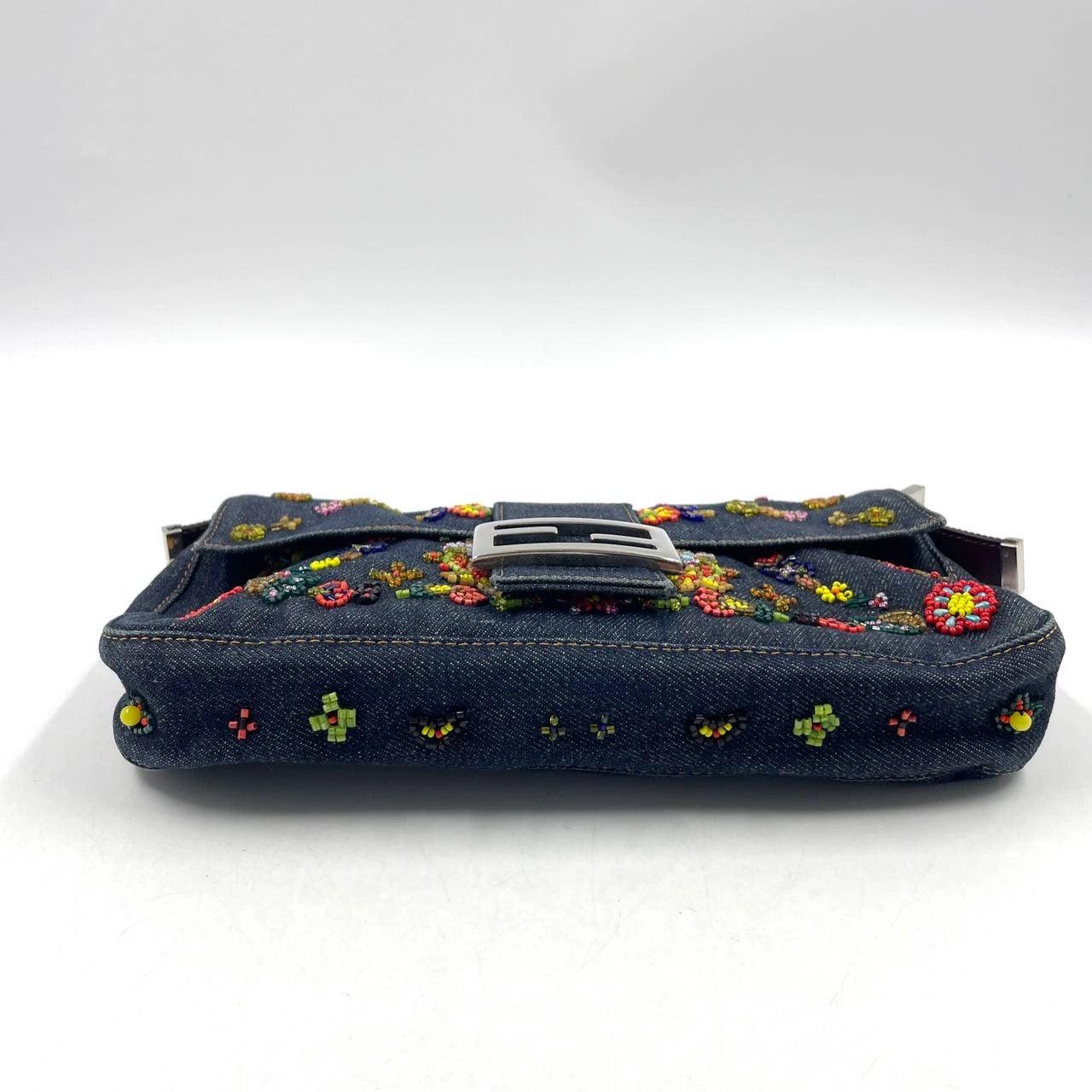 Fendi Baguette Denim with Floral Beads 25 Anniversary Special Collection 2