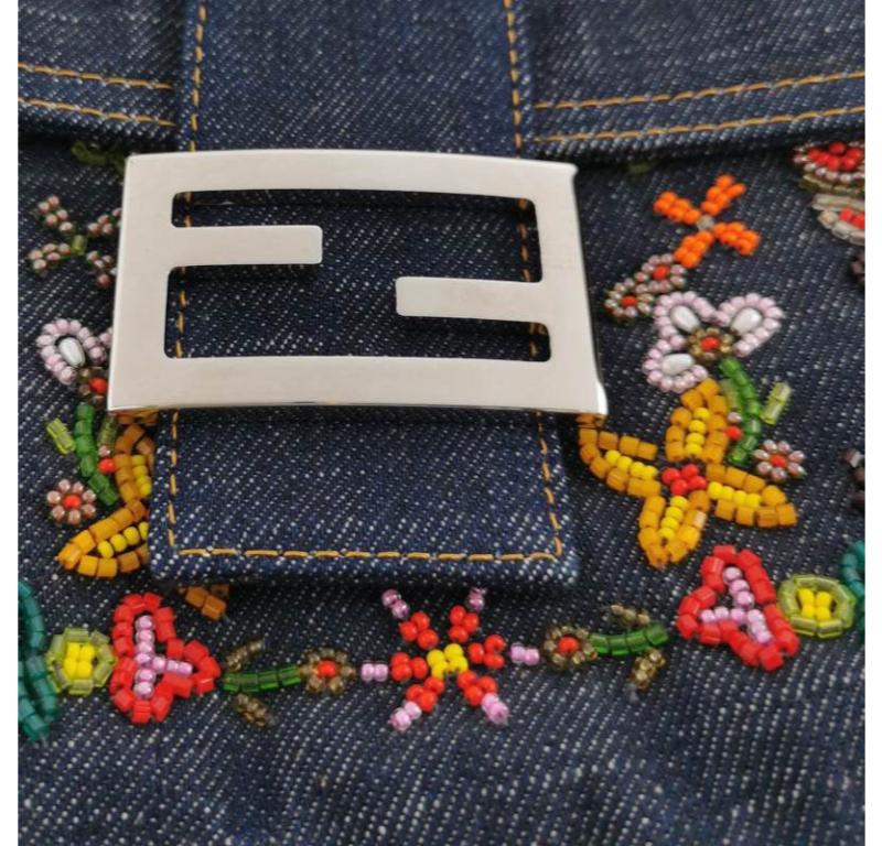 Fendi Baguette Denim with Floral Beads 25 Anniversary Special Collection 2