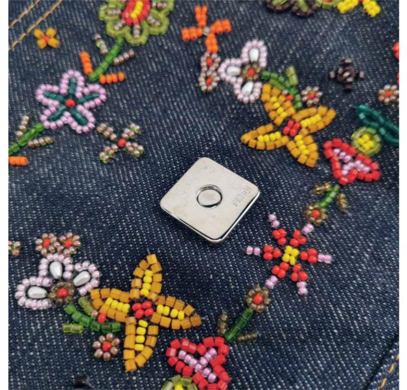 Fendi Baguette Denim with Floral Beads 25 Anniversary Special Collection 5