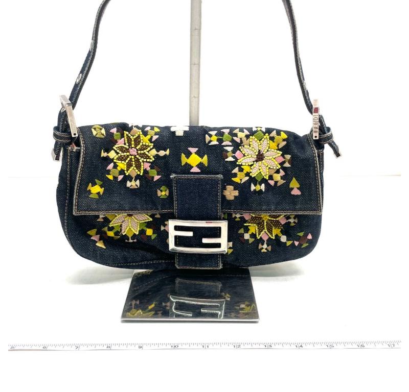 Fendi Baguette Denim with Floral Embroidery 12