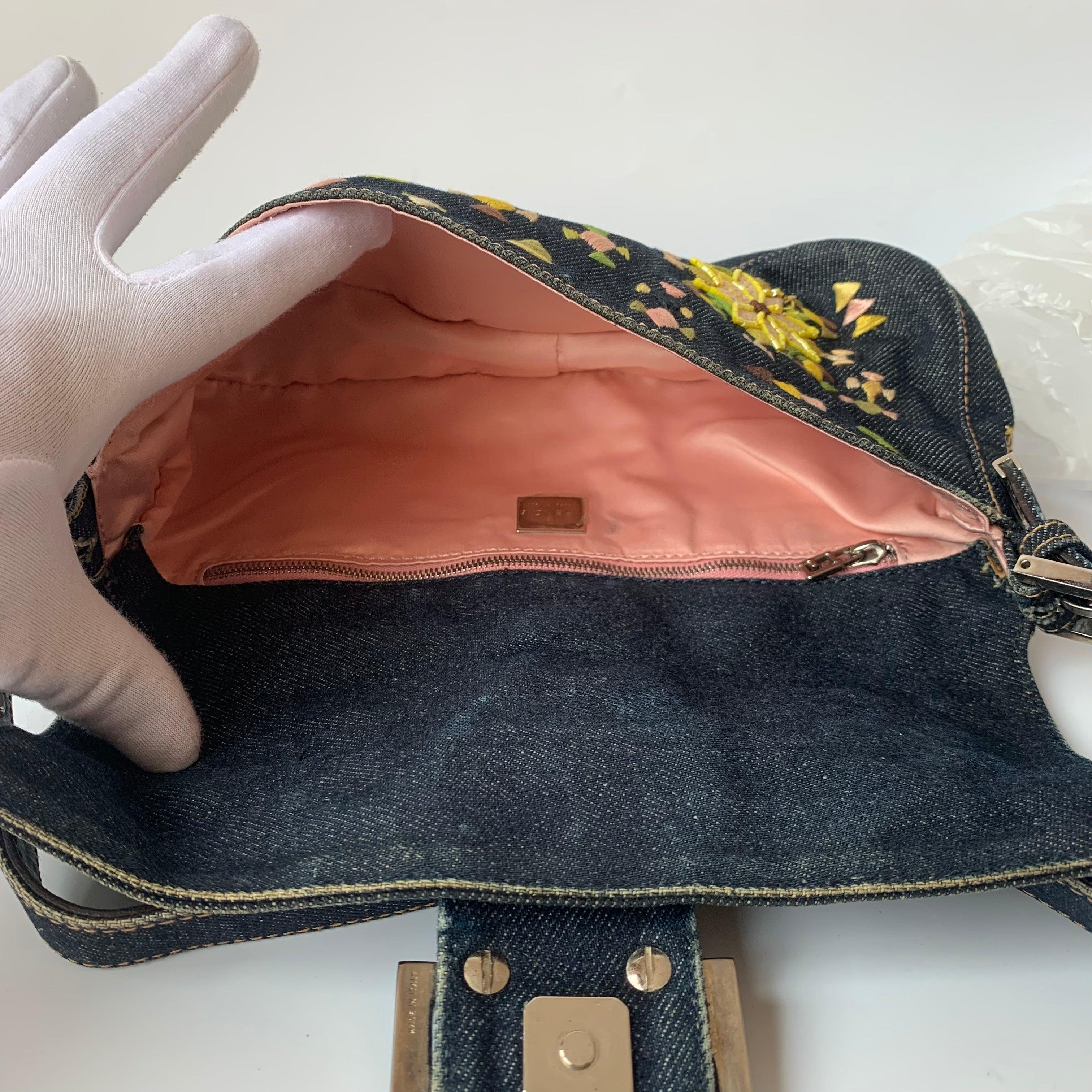 Fendi Baguette Denim with Floral Embroidery 2