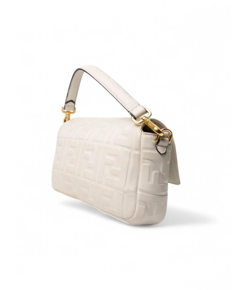 Fendi Baguette Embossed FF Medium Bianco 1