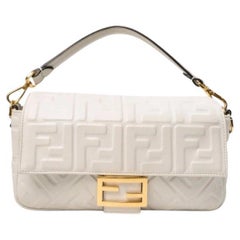 Fendi Baguette Embossed FF Medium White
