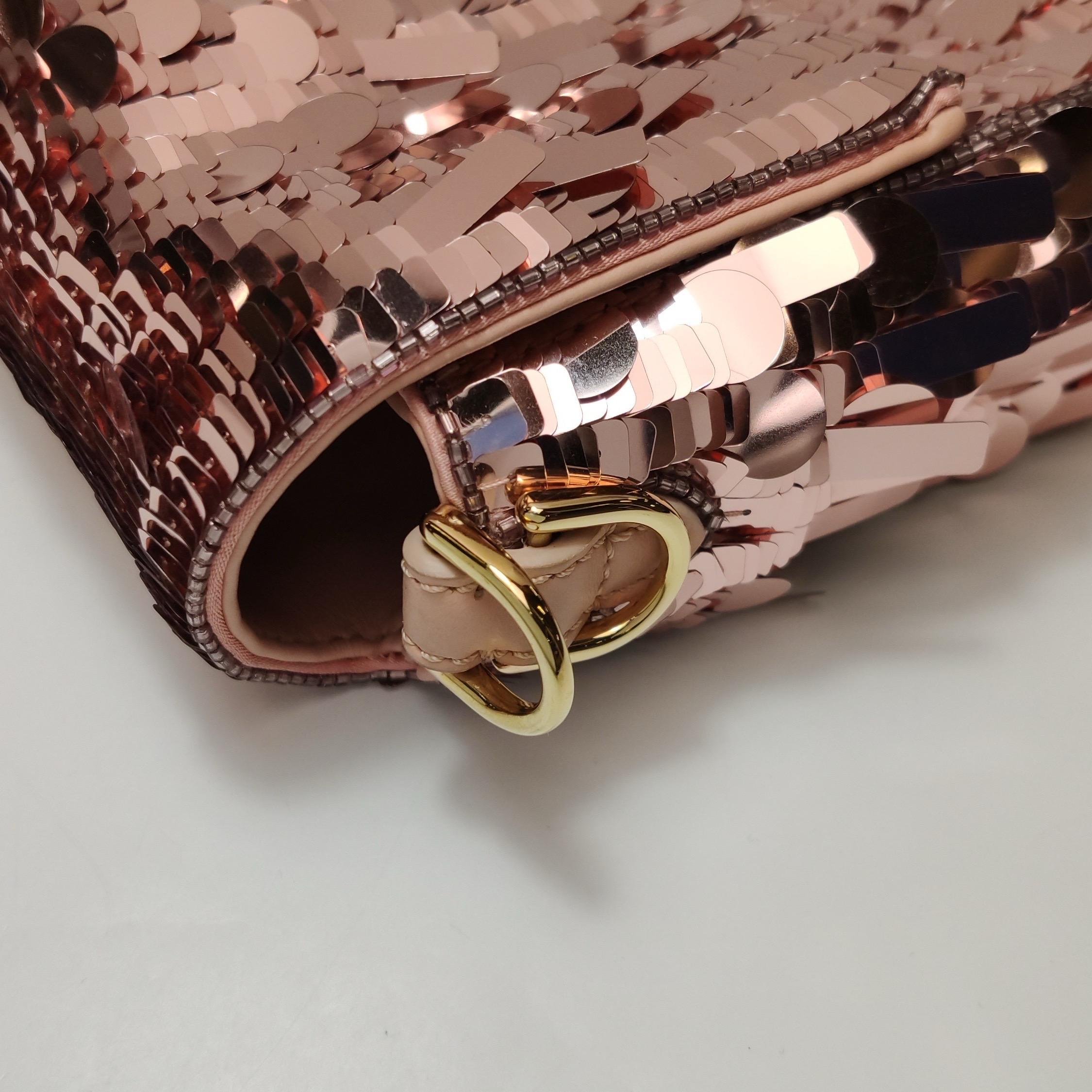 Fendi Baguette Glitter Sequins Paillettes Vitello Grace Sex & the City Baby Pink For Sale 8