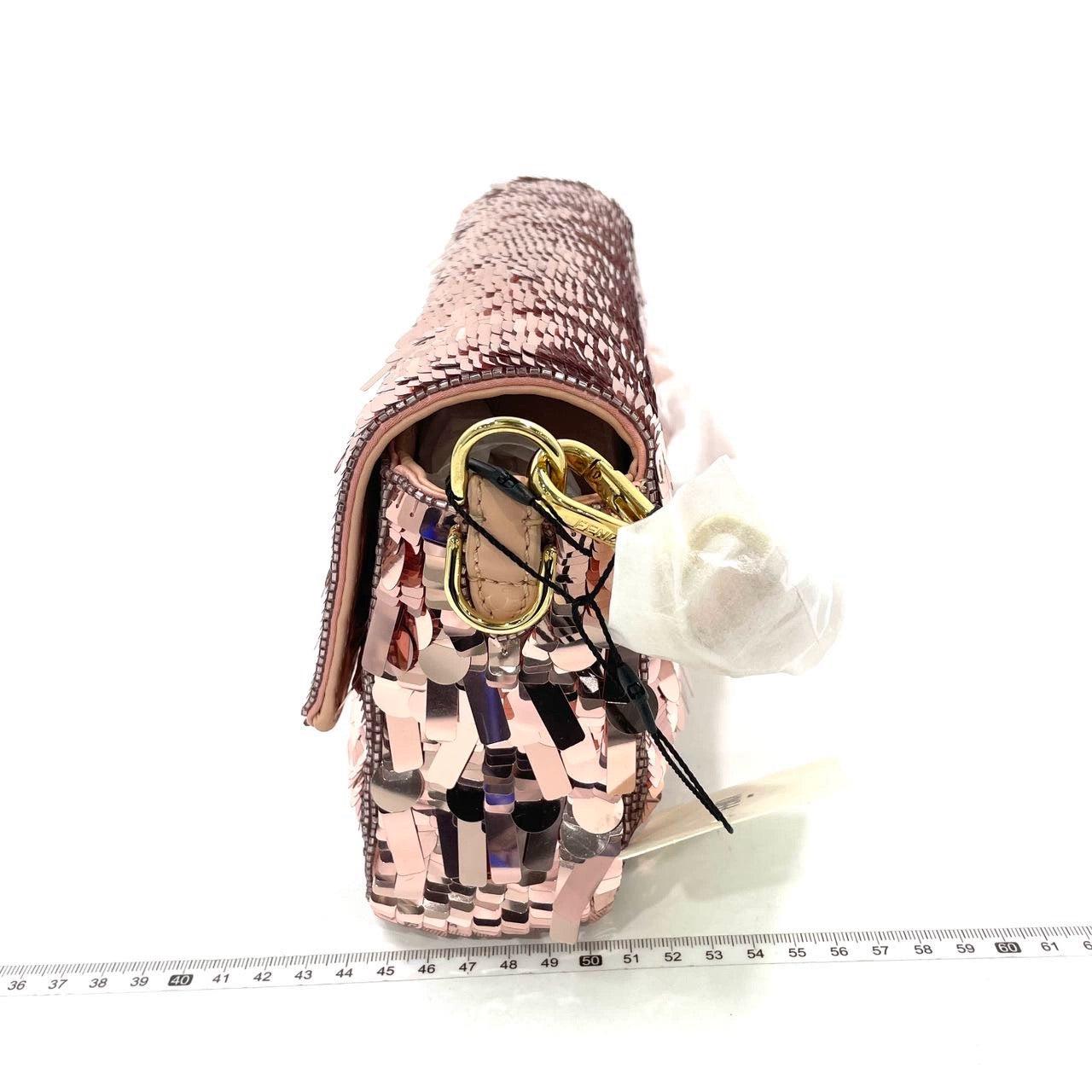 Fendi Baguette Glitter Pailletten Vitello Grace Sex & the City Baby Pink (Braun)