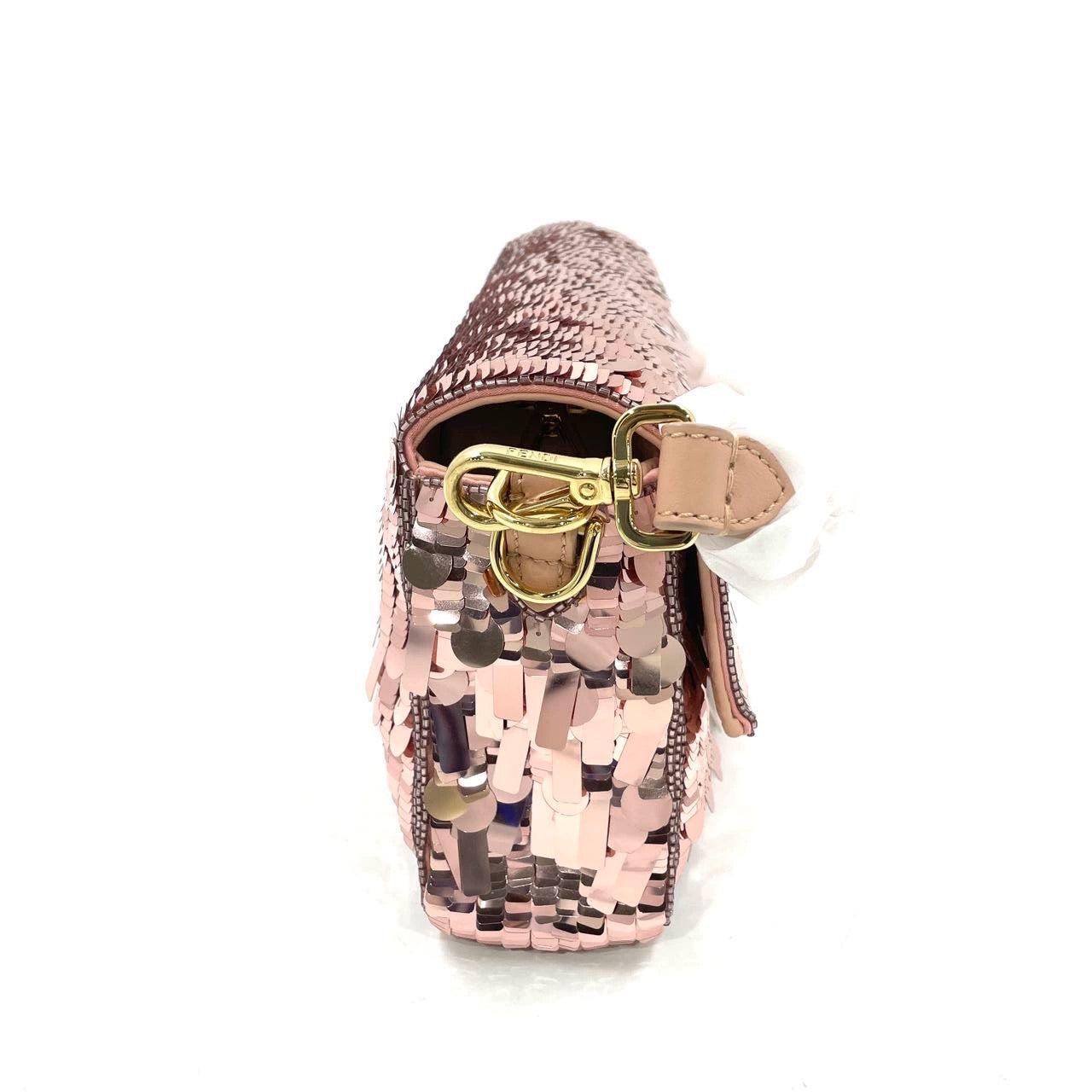 Fendi Baguette Glitter Pailletten Vitello Grace Sex & the City Baby Pink Damen