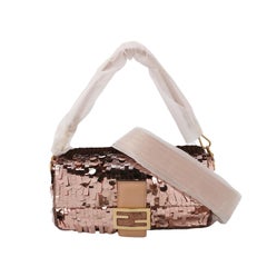 Fendi Baguette Glitter Sequins Paillettes Vitello Grace Sex & the City Baby Pink