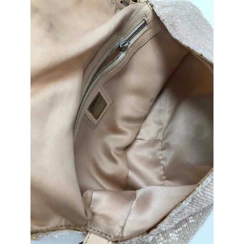 Fendi Baguette Glittering Waterfall Beads Cream Shoulder Bag 10