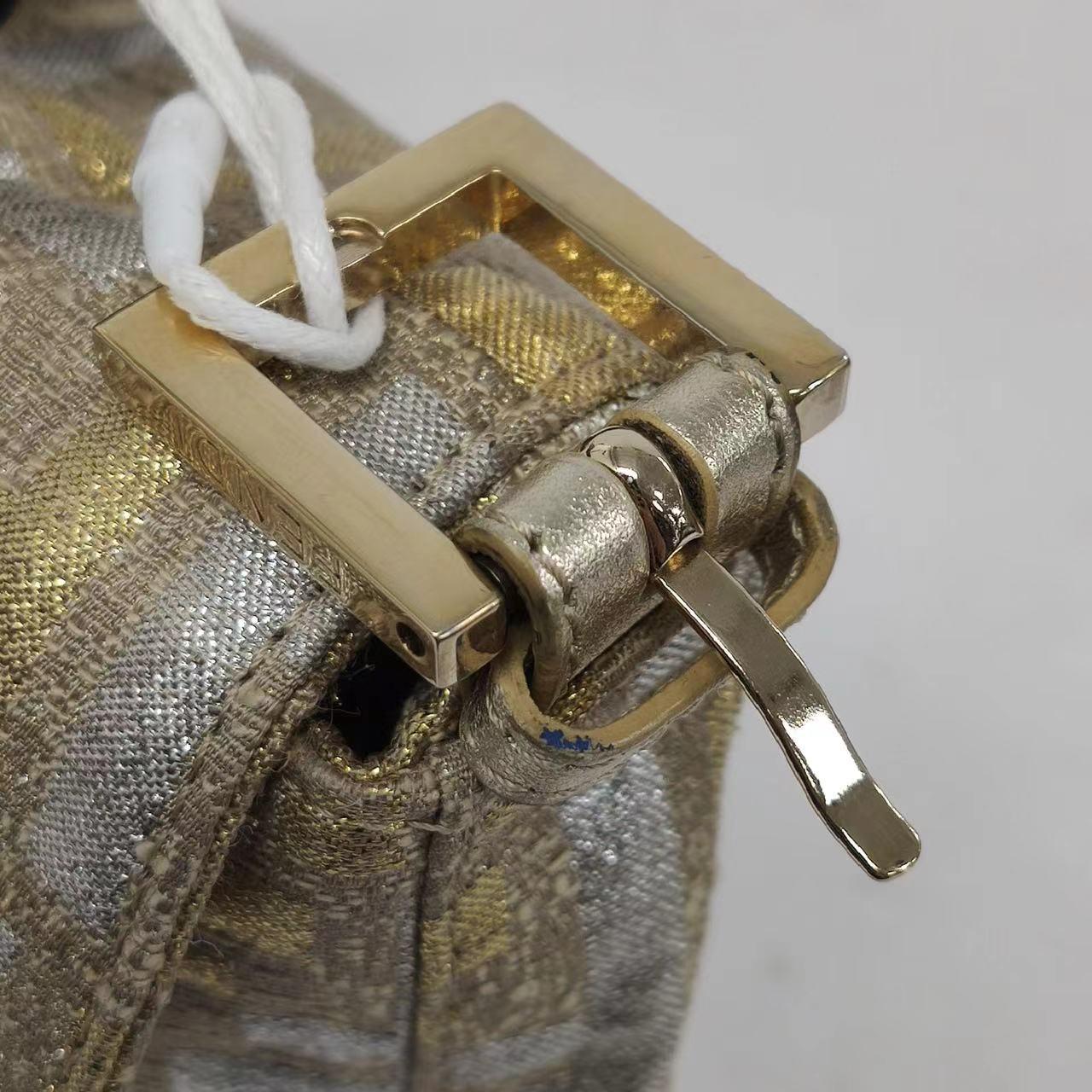 Fendi Baguette Gold and Silver Thread FF Monogram Shoulder Bag 10