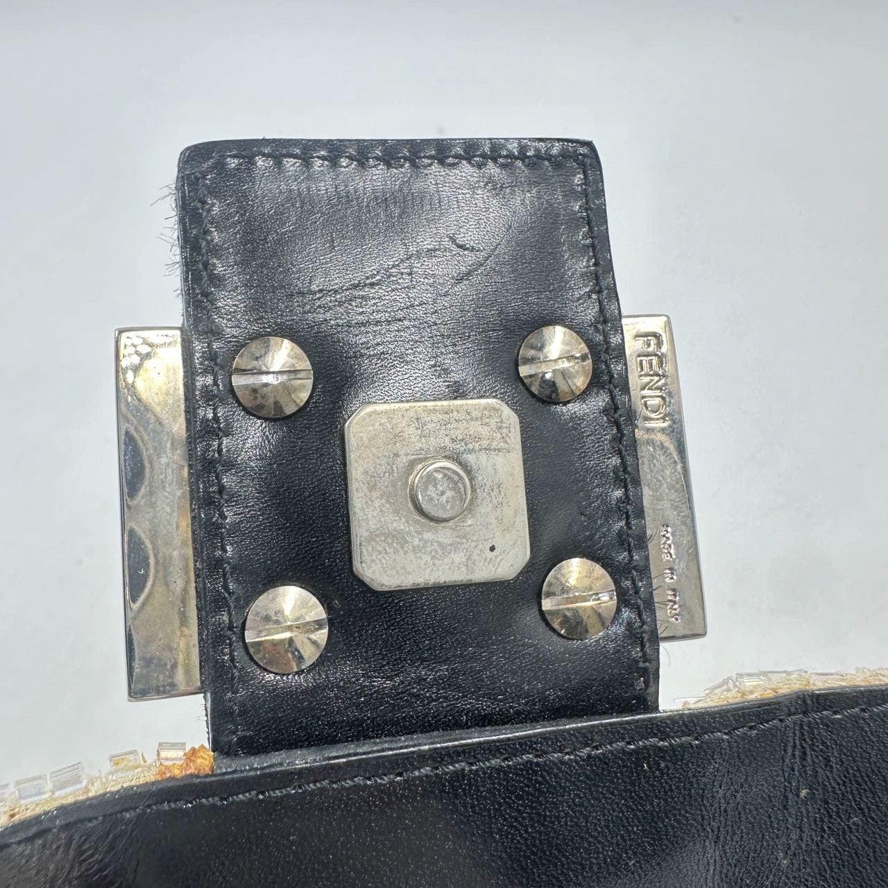 Fendi Baguette Gold Translucent Sequins with Pony-style Leather Strap 7