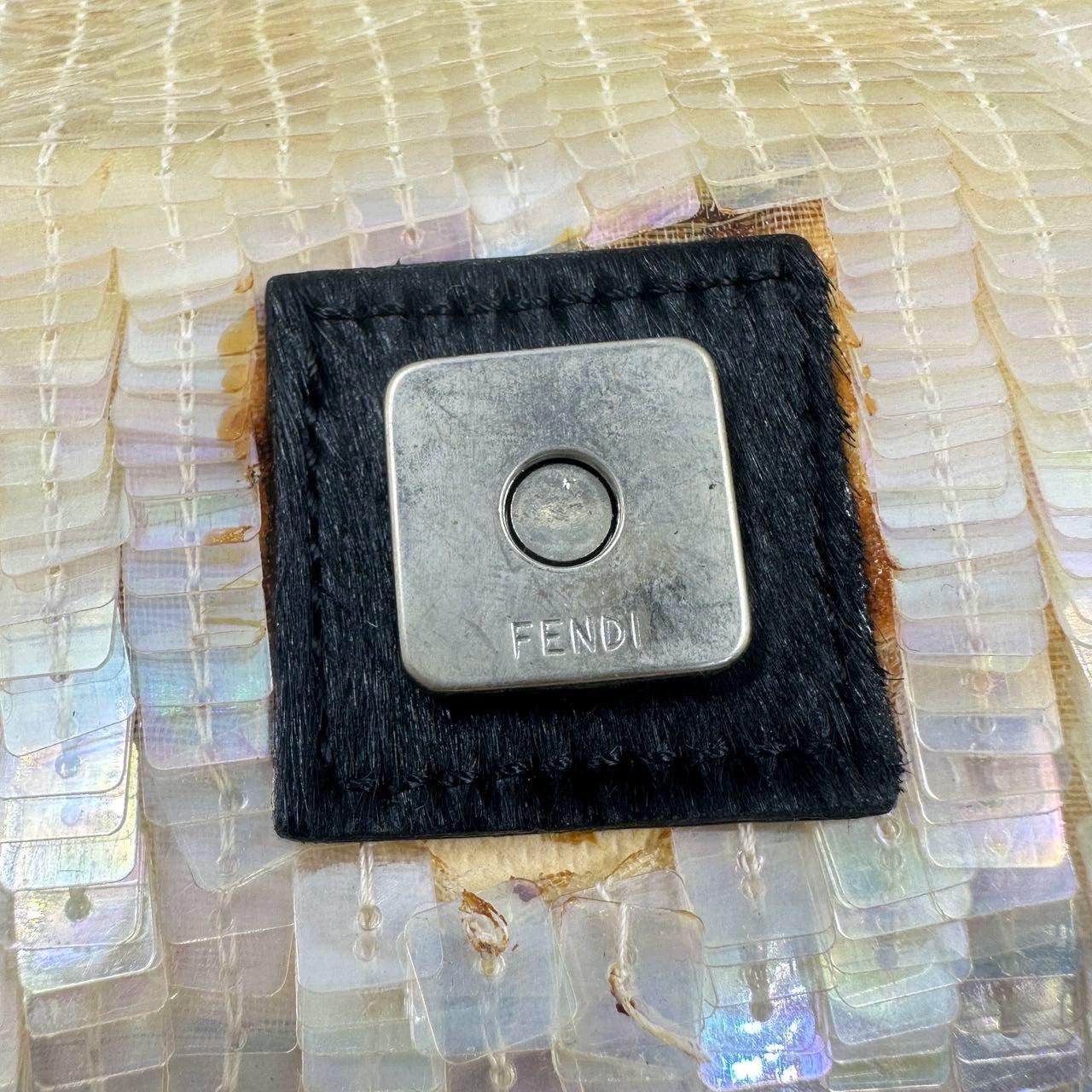 Fendi Baguette Gold Translucent Sequins with Pony-style Leather Strap 9