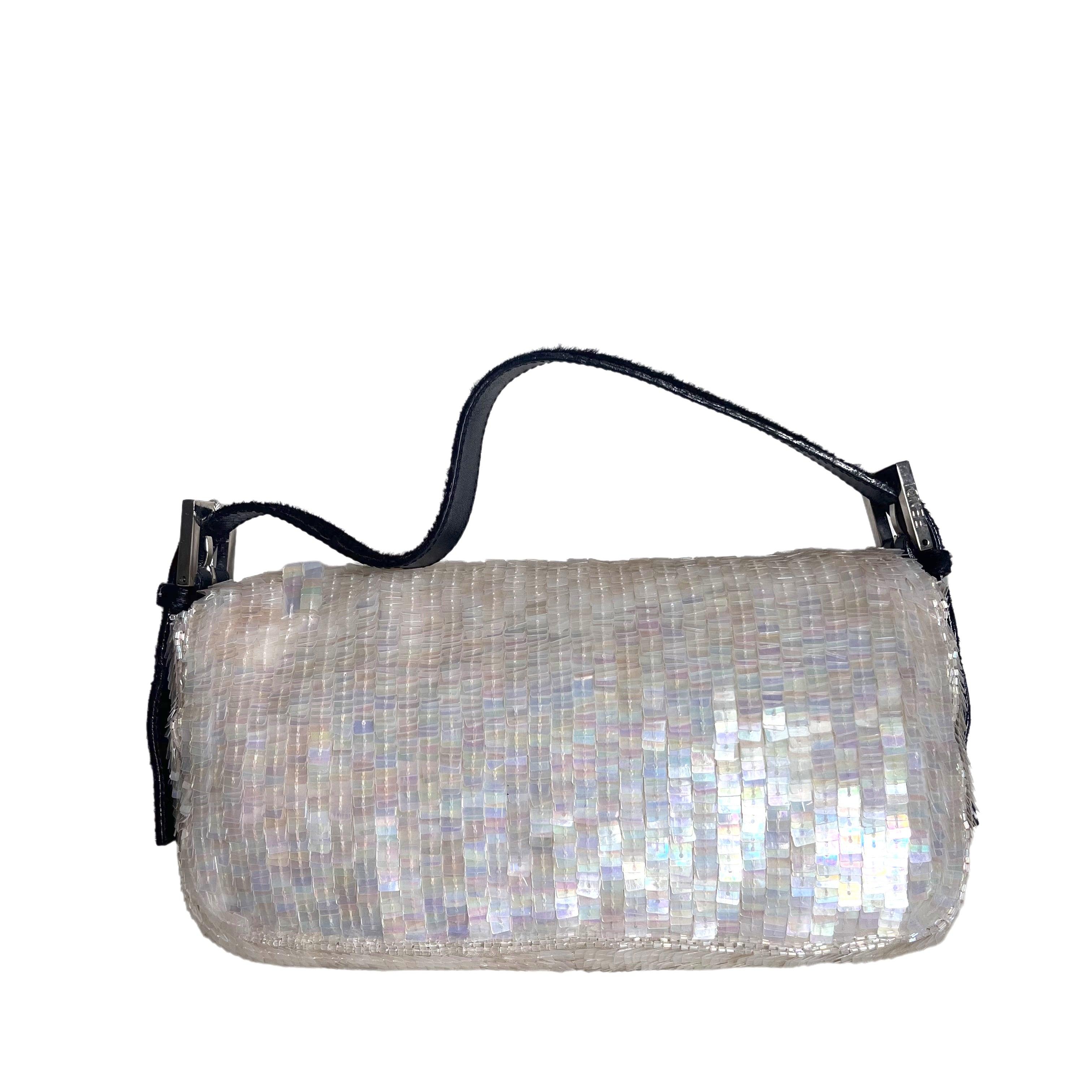 Fendi Baguette Gold Translucent Sequins with Pony-style Leather Strap These are professional photos of the actual bag. This rare Fendi Baguette Glitter sequin bag is a trendy and glamorous accessory for the upcoming 2023 season! Its finest